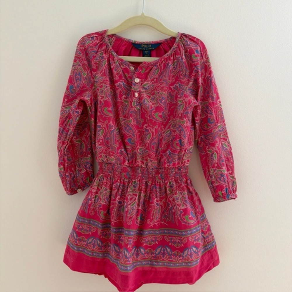 Polo Ralph Lauren Paisley Cotton Batiste Dress 2/2T Toddler Pink Cotton Lined